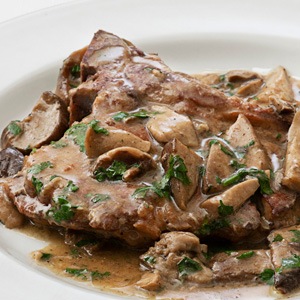 Veal chop with porcini mushrooms