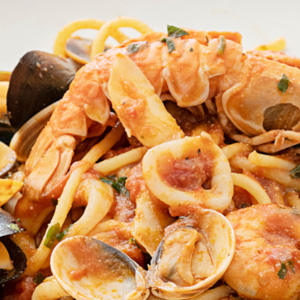 Spaghetti with seafood